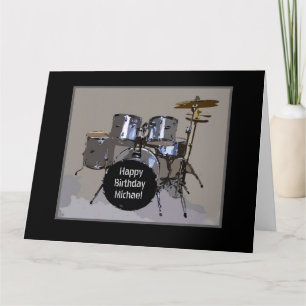 Michael Happy Birthday Drums Card, Large Card
