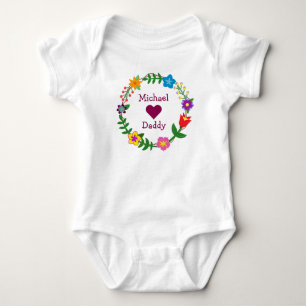 Michael Loves Daddy Elegant Flowers Personalize Baby Bodysuit