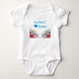 Michael Loves Mommy Twins Twin Brothers Flowers Baby Bodysuit