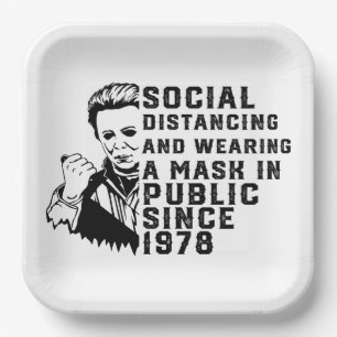 Michael Myers Social Distancing Paper Plate
