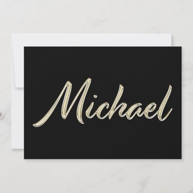 Michael Name white gold Handwriting Card (Front)
