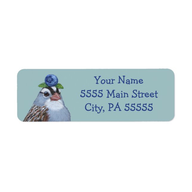 Michael the white throated sparrow address label (Front)