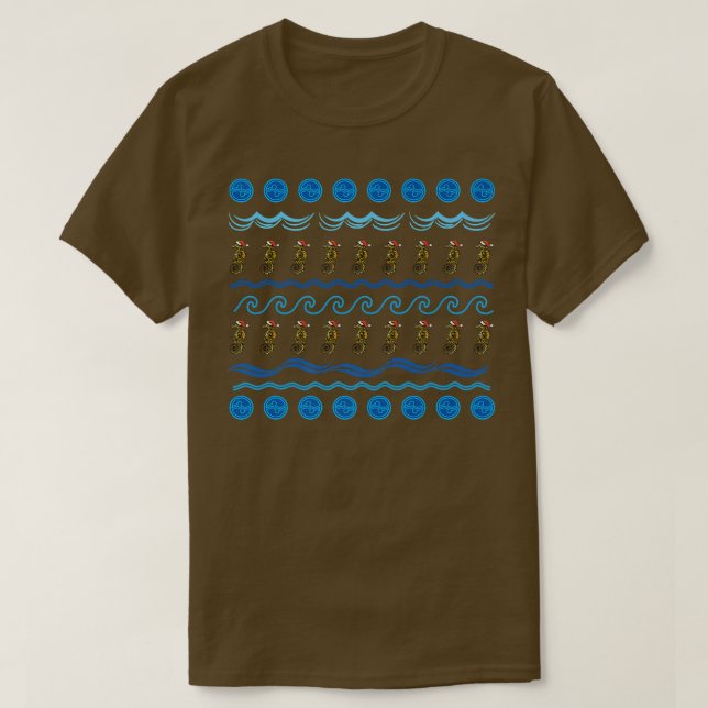 Michael Turners Fathom Holiday Pattern w Santa Ern T-Shirt (Design Front)