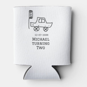 Michael turning two birthday toy car traffic light can cooler