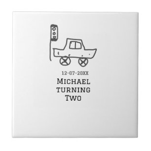 Michael turning two birthday toy car traffic light tile