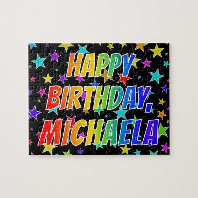 "MICHAELA" First Name, Fun "HAPPY BIRTHDAY" Jigsaw Puzzle (Horizontal)