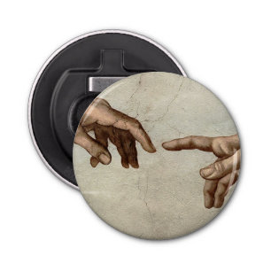 Michaelangelo hands creation adam god bottle opener