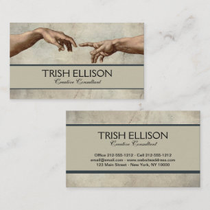 Michaelangelo hands creation adam god business card