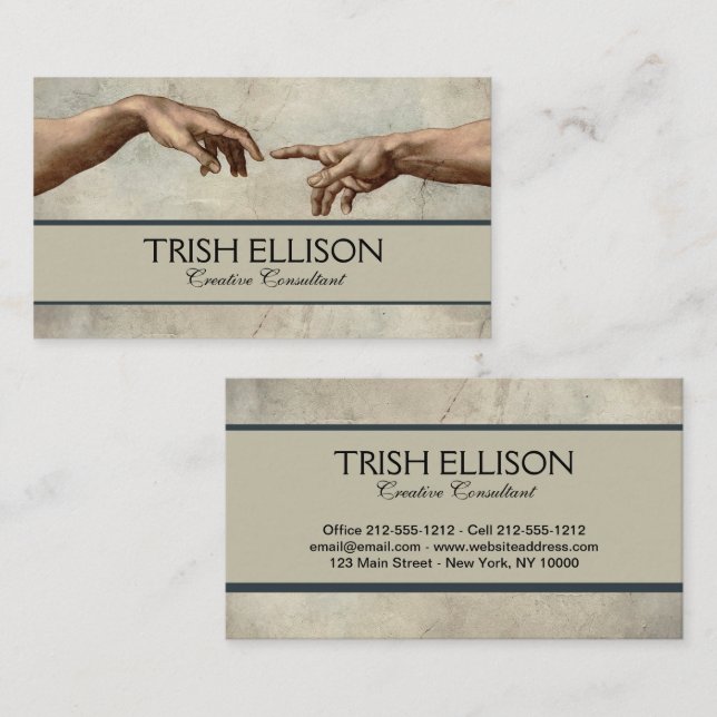 Michaelangelo hands creation adam god business card (Front/Back)