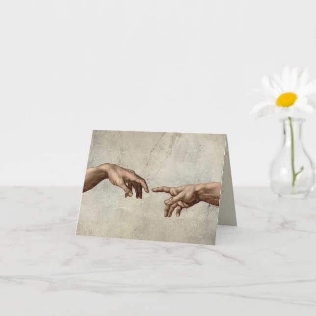 Michaelangelo hands creation adam god card (Small Plant)