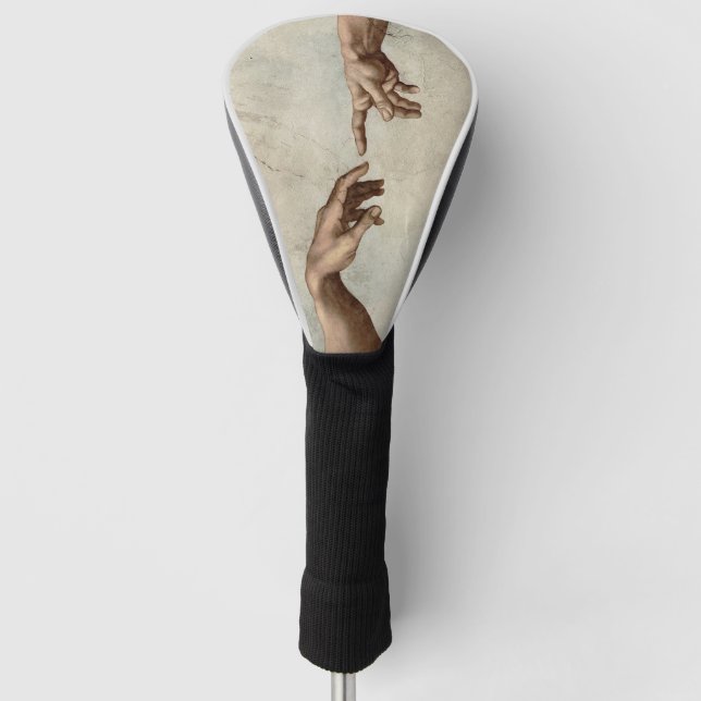 Michaelangelo hands creation adam god golf head cover (Front)