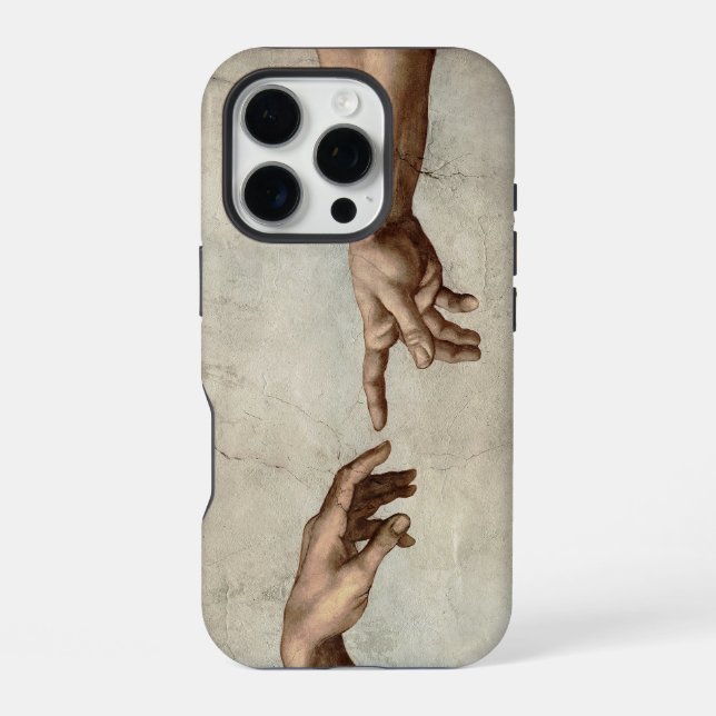Michaelangelo hands creation adam god iPhone case (Back)