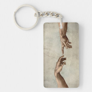 Michaelangelo hands creation adam god keychain