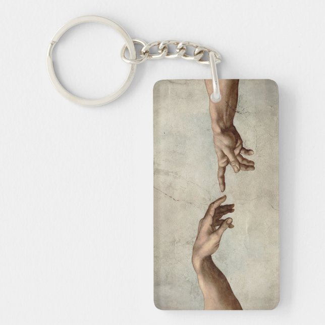 Michaelangelo hands creation adam god keychain (Front)