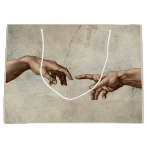 Michaelangelo hands creation adam god large gift bag