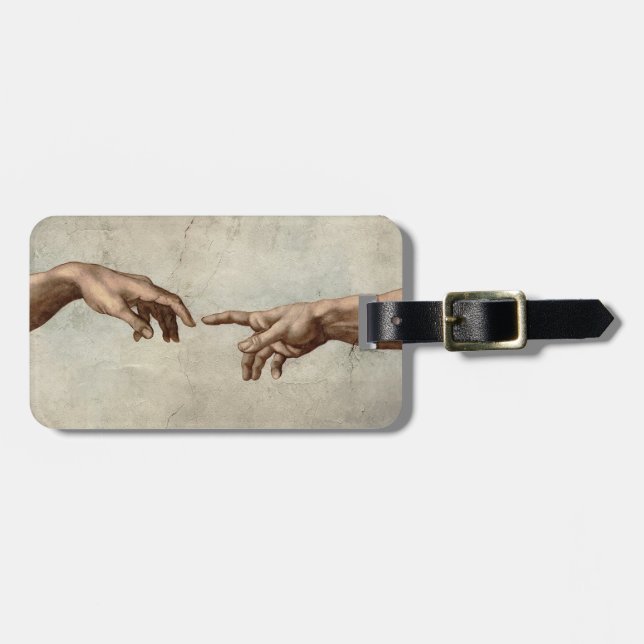Michaelangelo hands creation adam god luggage tag (Front Horizontal)