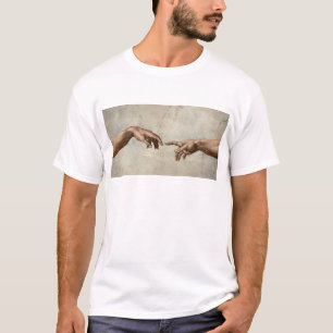 Michaelangelo hands creation adam god T-Shirt