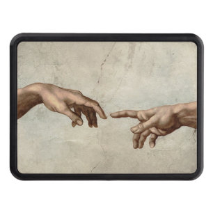 Michaelangelo hands creation adam god trailer hitch cover