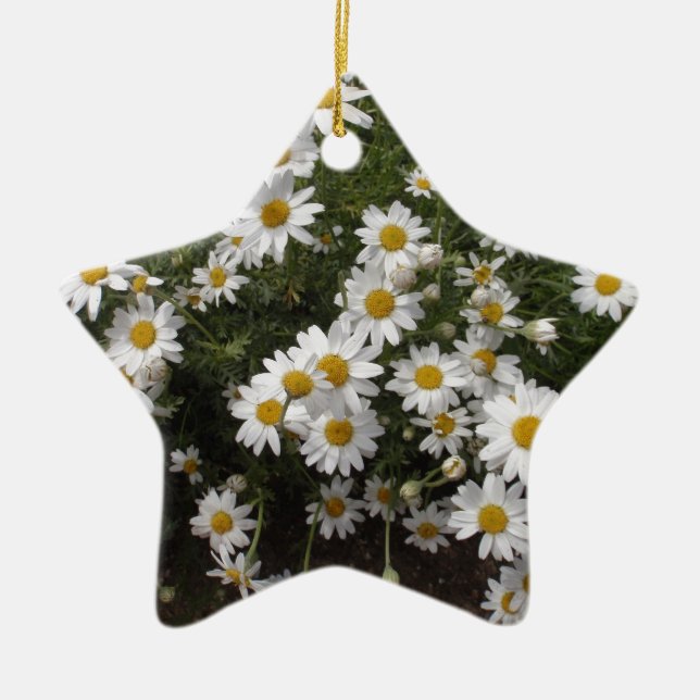 Michaelmas Daisies Ceramic Ornament (Front)