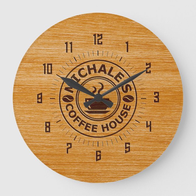 Michale's Coffee House Engrave Effect Wall Clock (Front)