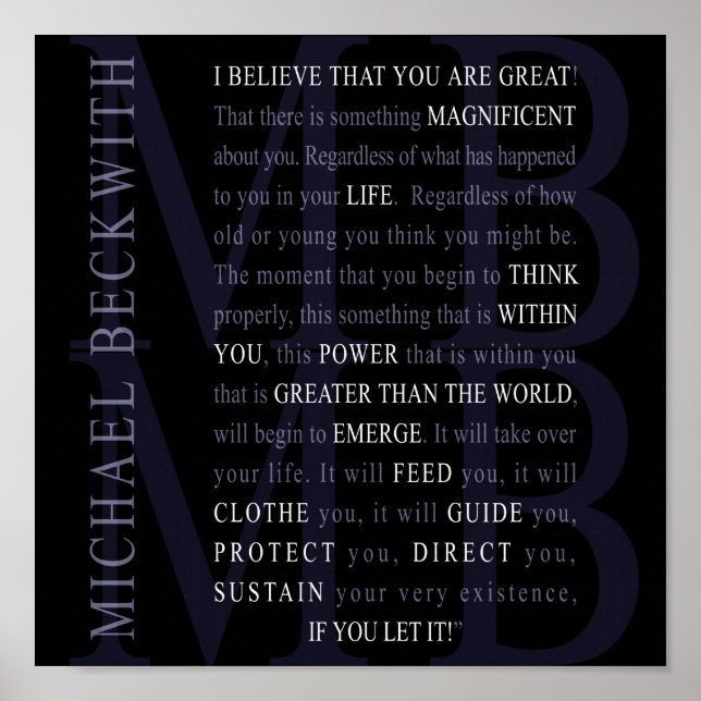Micheal Beckwith quote poster (Front)