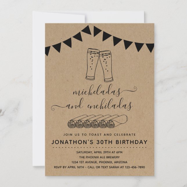 Micheladas & Enchiladas Birthday Party - Any Age Invitation (Front)