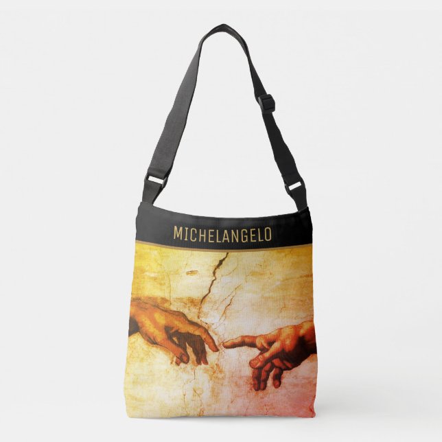 Michelangel Hands Vintage Art & Calligraphy Crossbody Bag (Front)