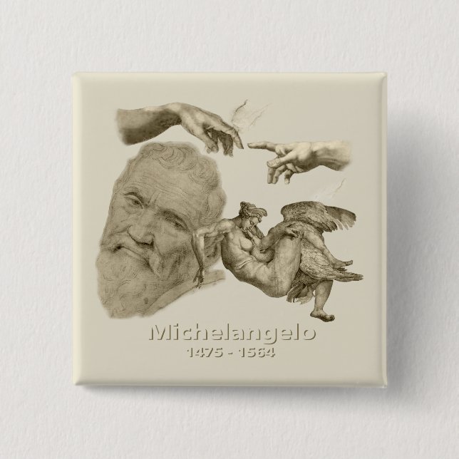 Michelangelo 2 Inch Square Button (Front)