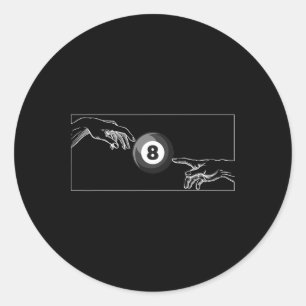 Michelangelo Artistic Billiards Hand Of God Black Classic Round Sticker