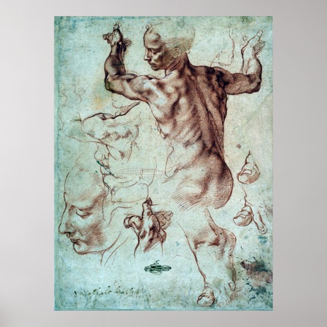 Michelangelo Buonarroti Studies for Libyan Sibyl Poster (Front)