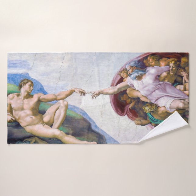 Michelangelo - Création d'Adam Isolé (Serviette de bain)