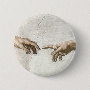Michelangelo Creation of Adam Hands Fine Art 2 Inch Round Button