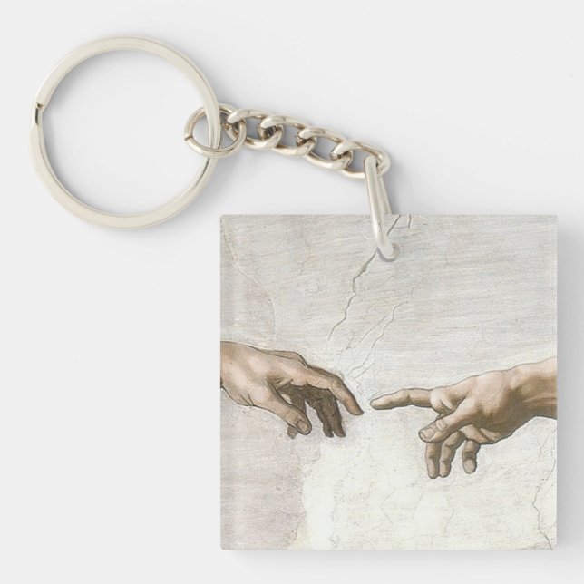 Michelangelo Creation of Adam Hands Fine Art Keychain (Front)