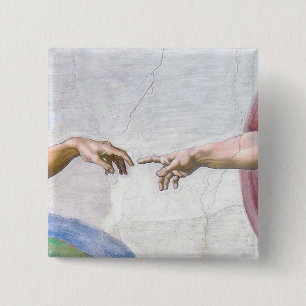 Michelangelo - Creation of Adam Isolated 2 Inch Square Button