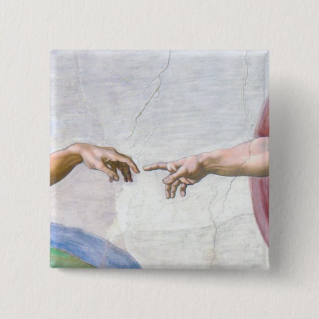 Michelangelo - Creation of Adam Isolated 2 Inch Square Button (Front)