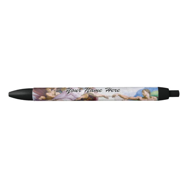 Michelangelo - Creation of Adam Isolated Black Ink Pen (Front)