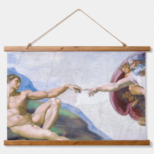 Michelangelo - Creation of Adam Isolated Hanging Tapestry