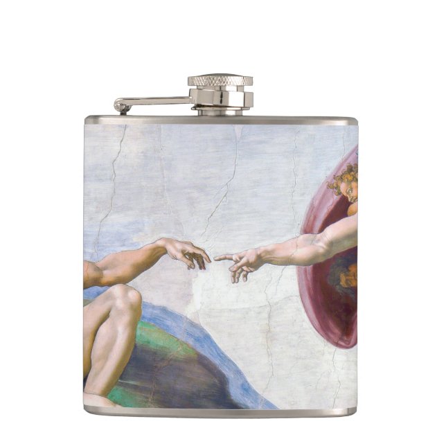 Michelangelo - Creation of Adam Isolated Hip Flask (Front)