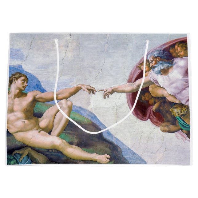 Michelangelo - Creation of Adam Isolated Large Gift Bag (Front)