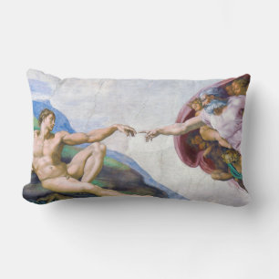 Michelangelo - Creation of Adam Isolated Lumbar Pillow