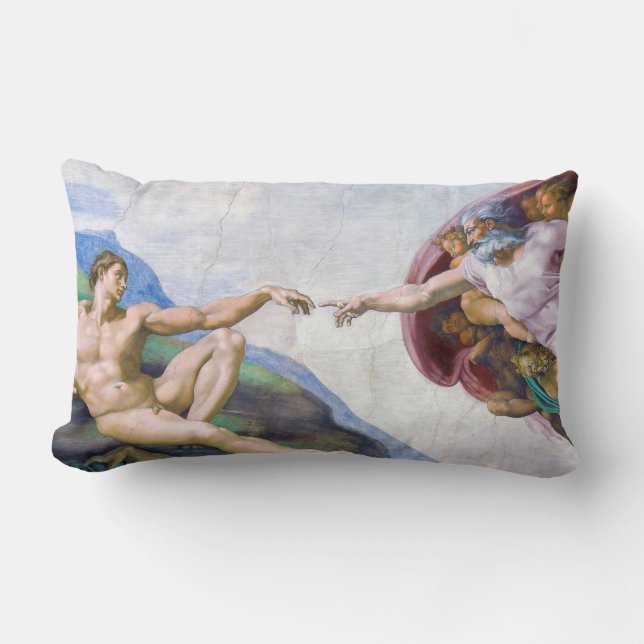 Michelangelo - Creation of Adam Isolated Lumbar Pillow (Front)