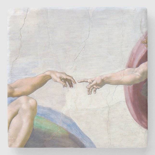 Michelangelo - Creation of Adam Isolated Stone Coaster (Front)