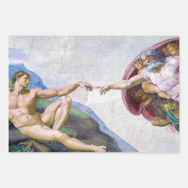 Michelangelo - Creation of Adam Isolated Wrapping Paper Sheet (Front)