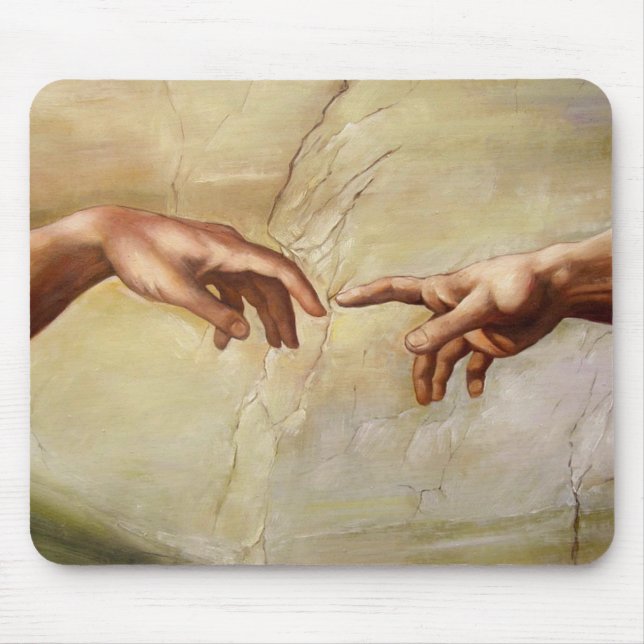 Michelangelo Creation of Adam Sistine Chapel Mouse Pad (Front)