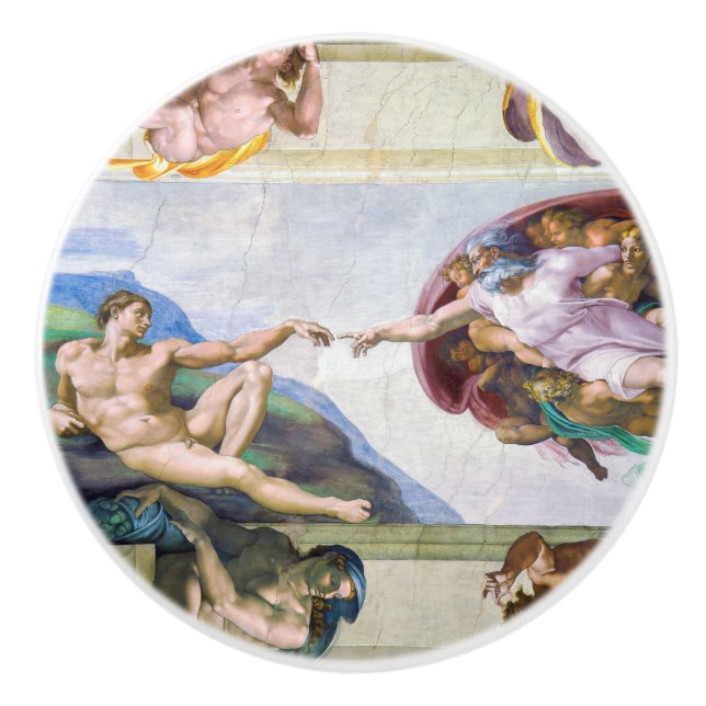 Michelangelo - Creation of Adam, Sistine Chapel's Ceramic Knob (Front)