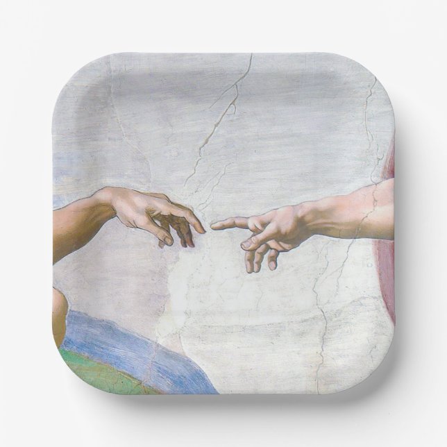 Michelangelo - Creation of Adam, Sistine Chapel's Paper Plate (Front)