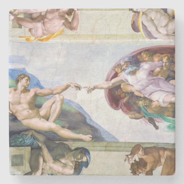 Michelangelo - Creation of Adam, Sistine Chapel's Stone Coaster (Front)