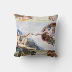 Michelangelo - Creation of Adam, Sistine Chapel's Throw Pillow