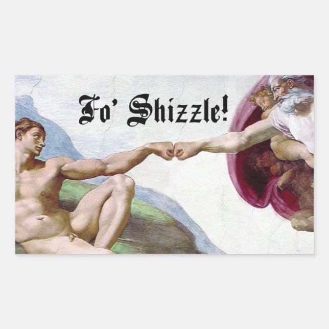 Michelangelo Creation Of Man Fist Bump Fo Shizzle Sticker (Front)