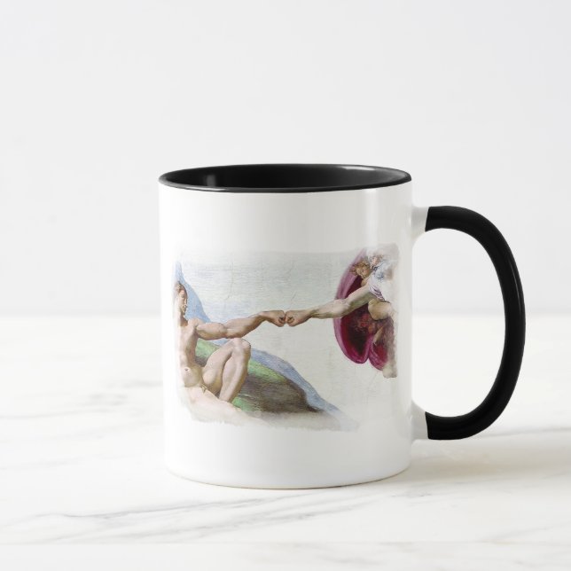 Michelangelo Creation Of Man - God Adam Fist Bump Mug (Right)